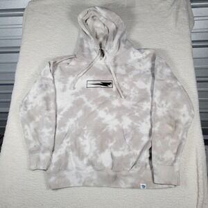 Mr Beast Hoodie Mens XL Grey White Tie Dye Embroidered Lightning Bolt Pullover